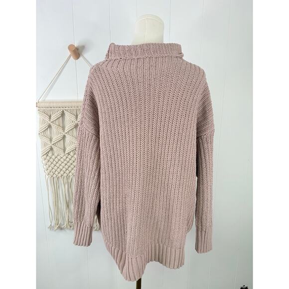 Aerie Oversized Chenille Turtleneck Sweater Womens XS Taupe Beige - Picture 6 of 9